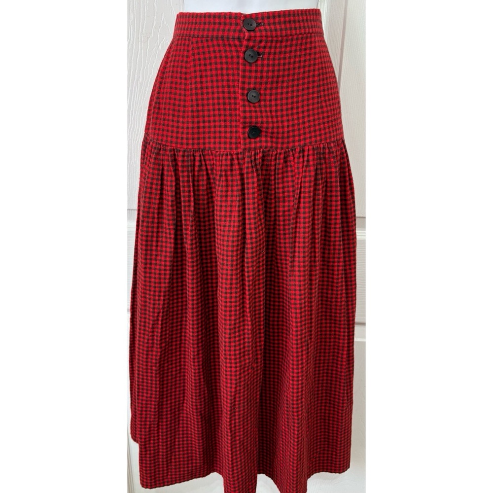 Red Checkered Maxi Skirt